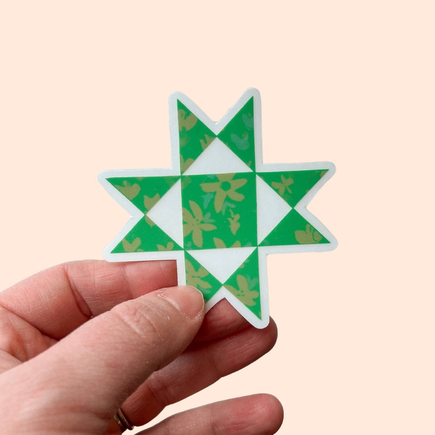 Green Ohio Star Quilt Block Vinyl Stickers, Sewing Stickers