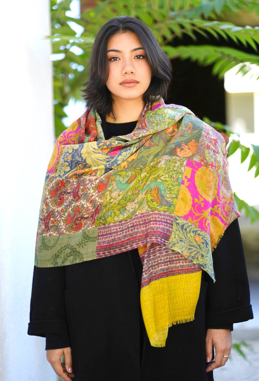 Jaipur Wool Silk Scarf/Wrap Multi