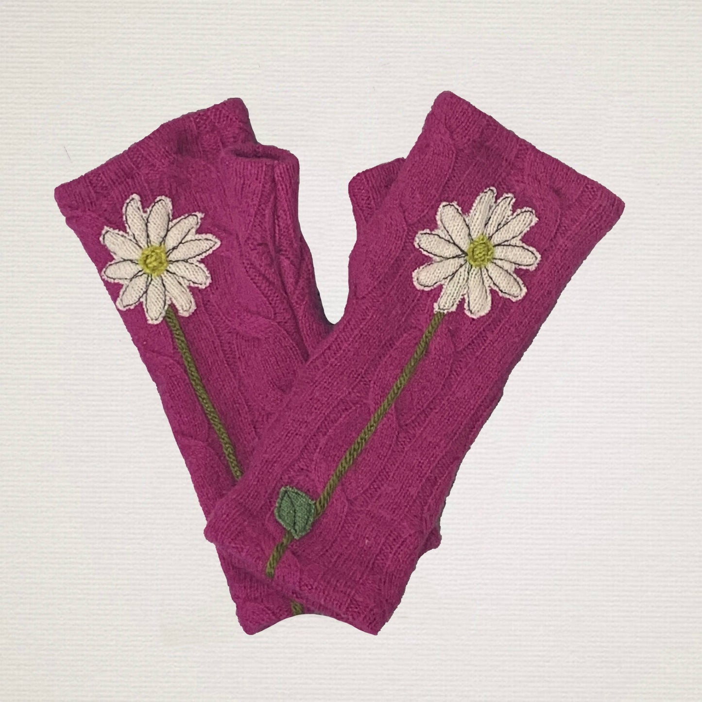 Fingerless Cashmere Gloves-Daisy