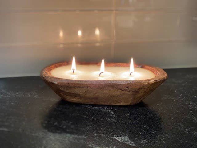 9" Petite Wood Bowl Candle