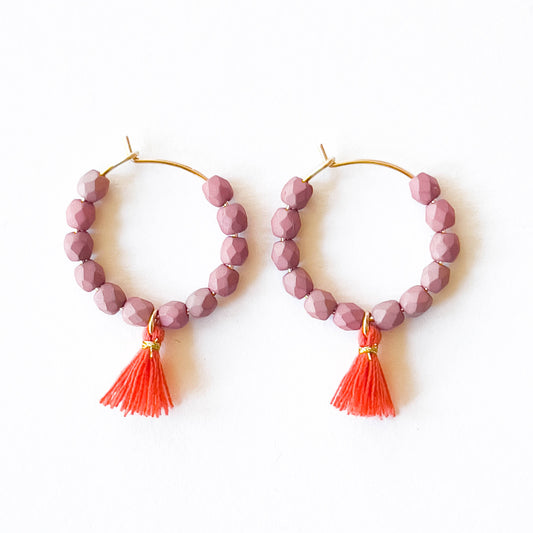 Small Gold Filled Hoops With Beads And Tassels