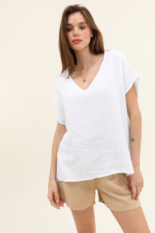 #5237 cotton gauze T-shirt
