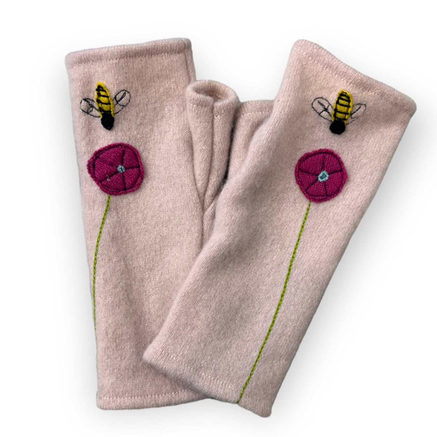 Fingerless Cashmere Gloves-Bee