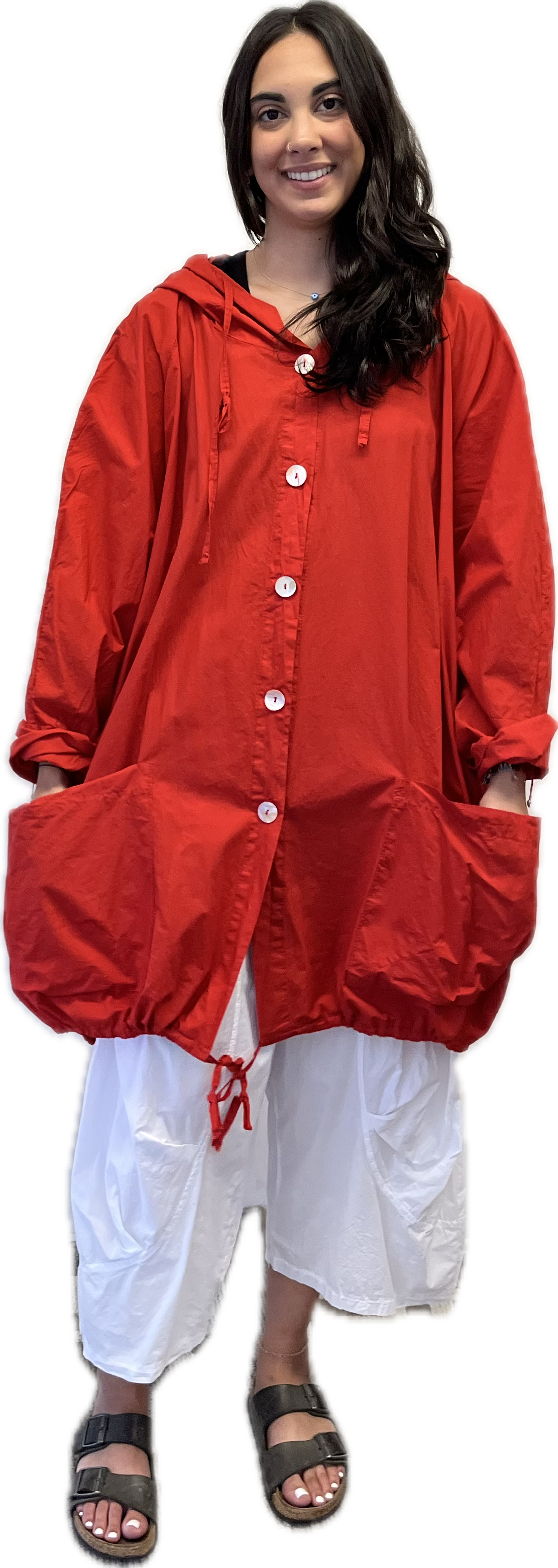 Red Hoodie Duster O/S