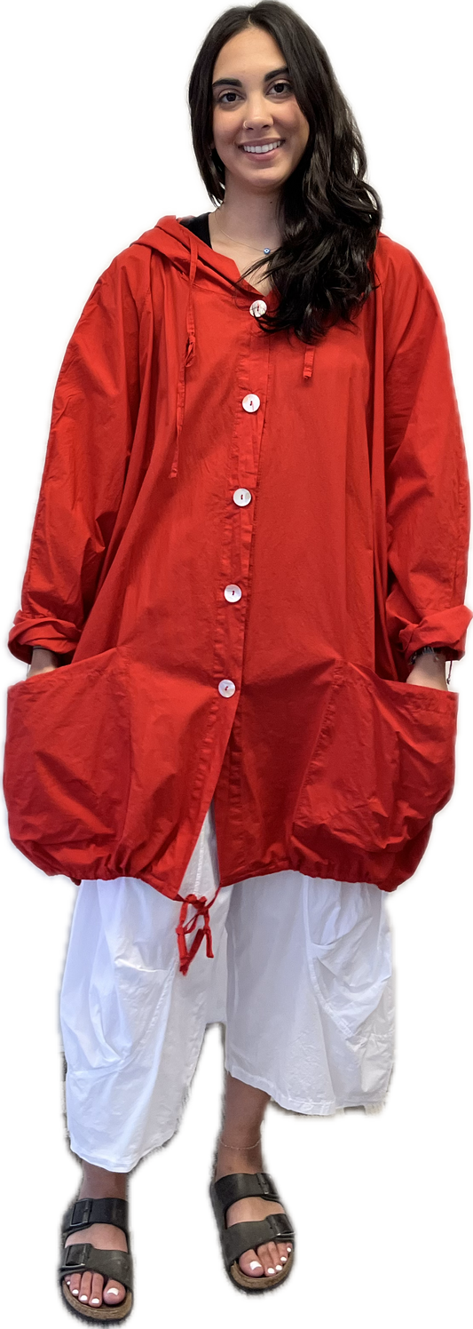 Red Hoodie Duster O/S