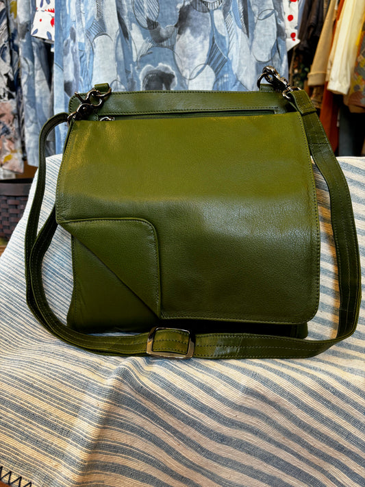 Crossbody Green Leather Bag BG1521