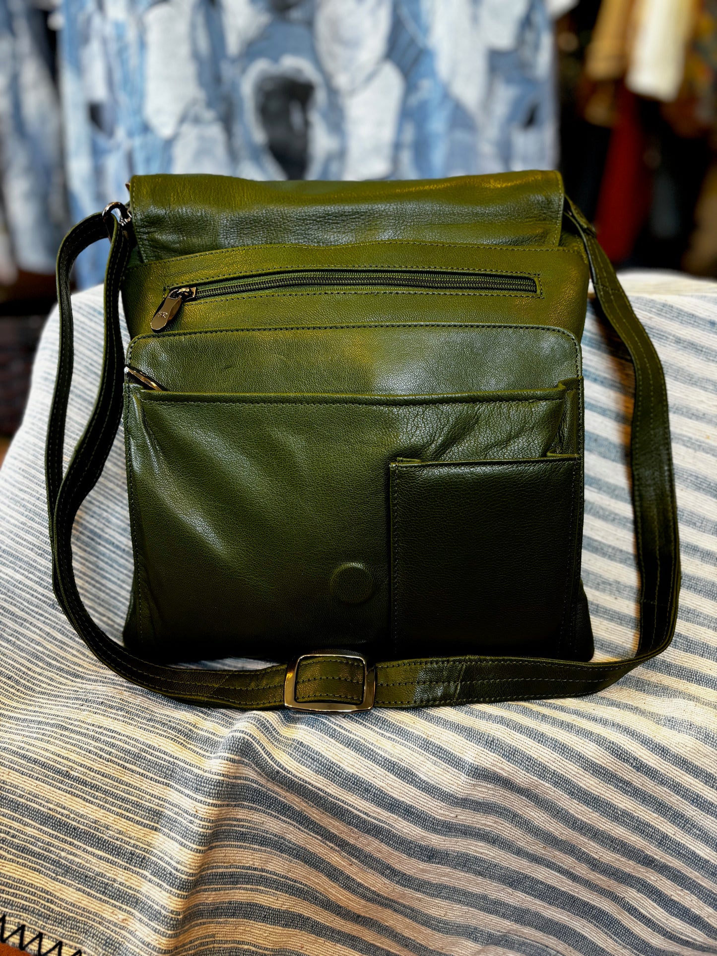 Crossbody Green Leather Bag BG1521