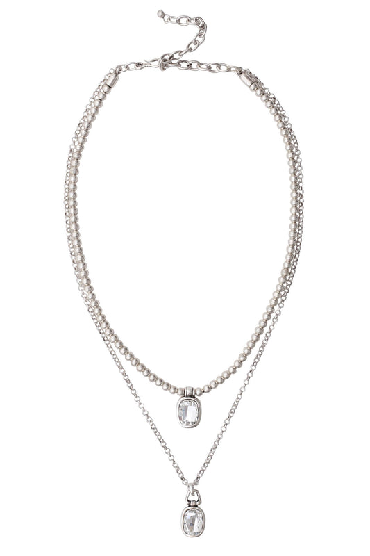 Handmade Crystal Pewter Necklace - 3890