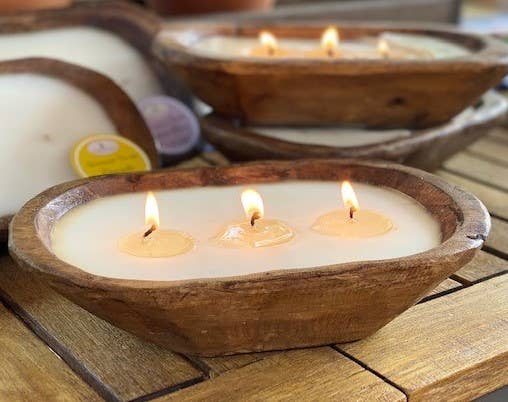 9" Petite Wood Bowl Candle