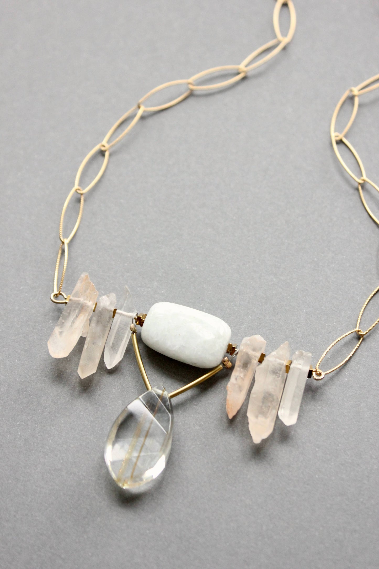 ISL518 Quartz geometric pendant necklace