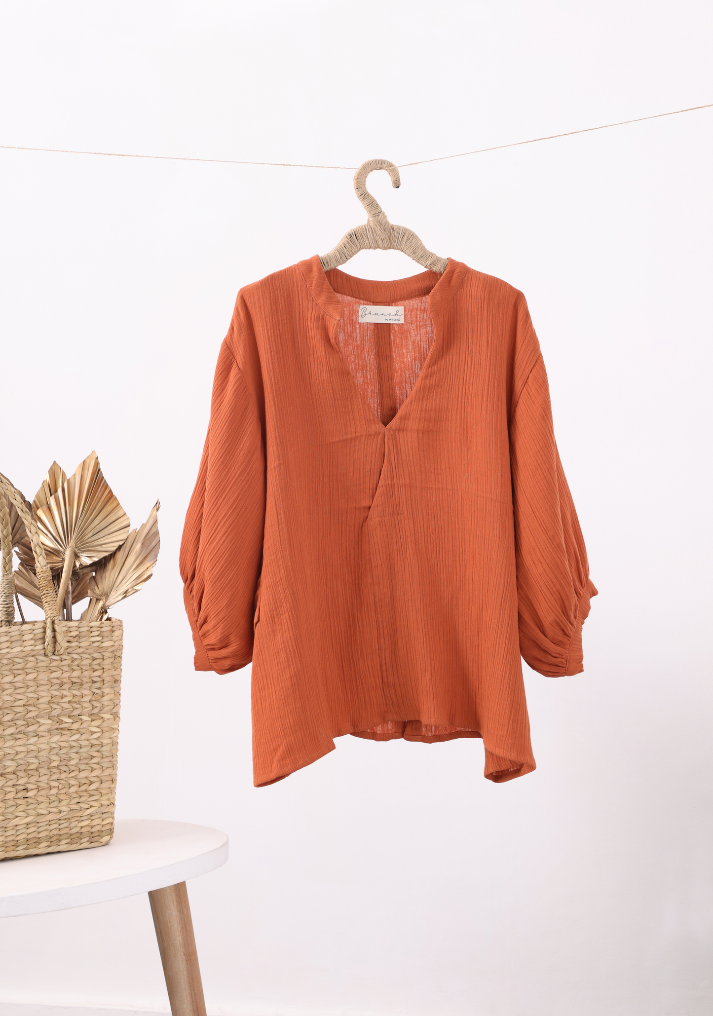 Effortless double gauze Cotton top (Burnt Orange)