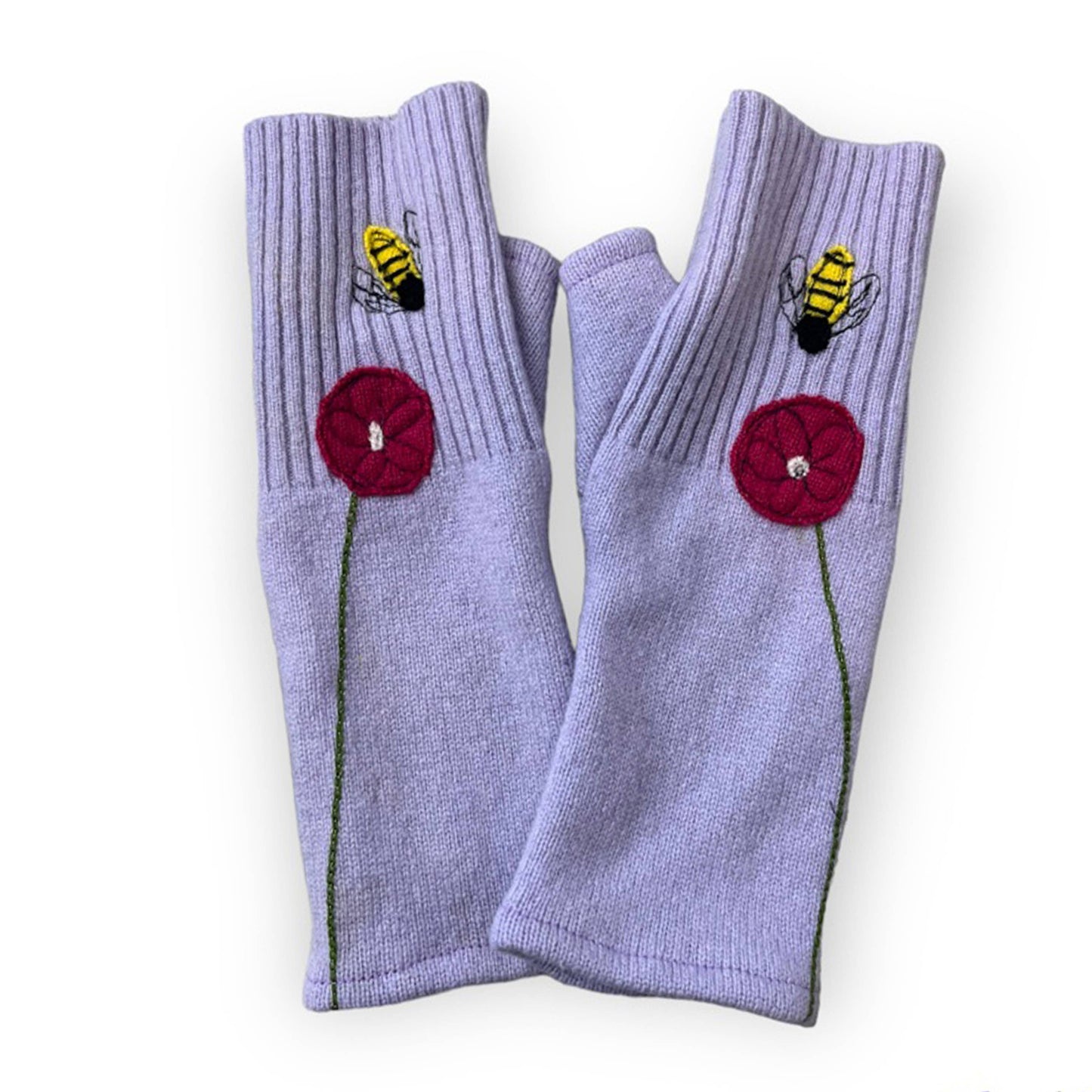 Fingerless Cashmere Gloves-Bee