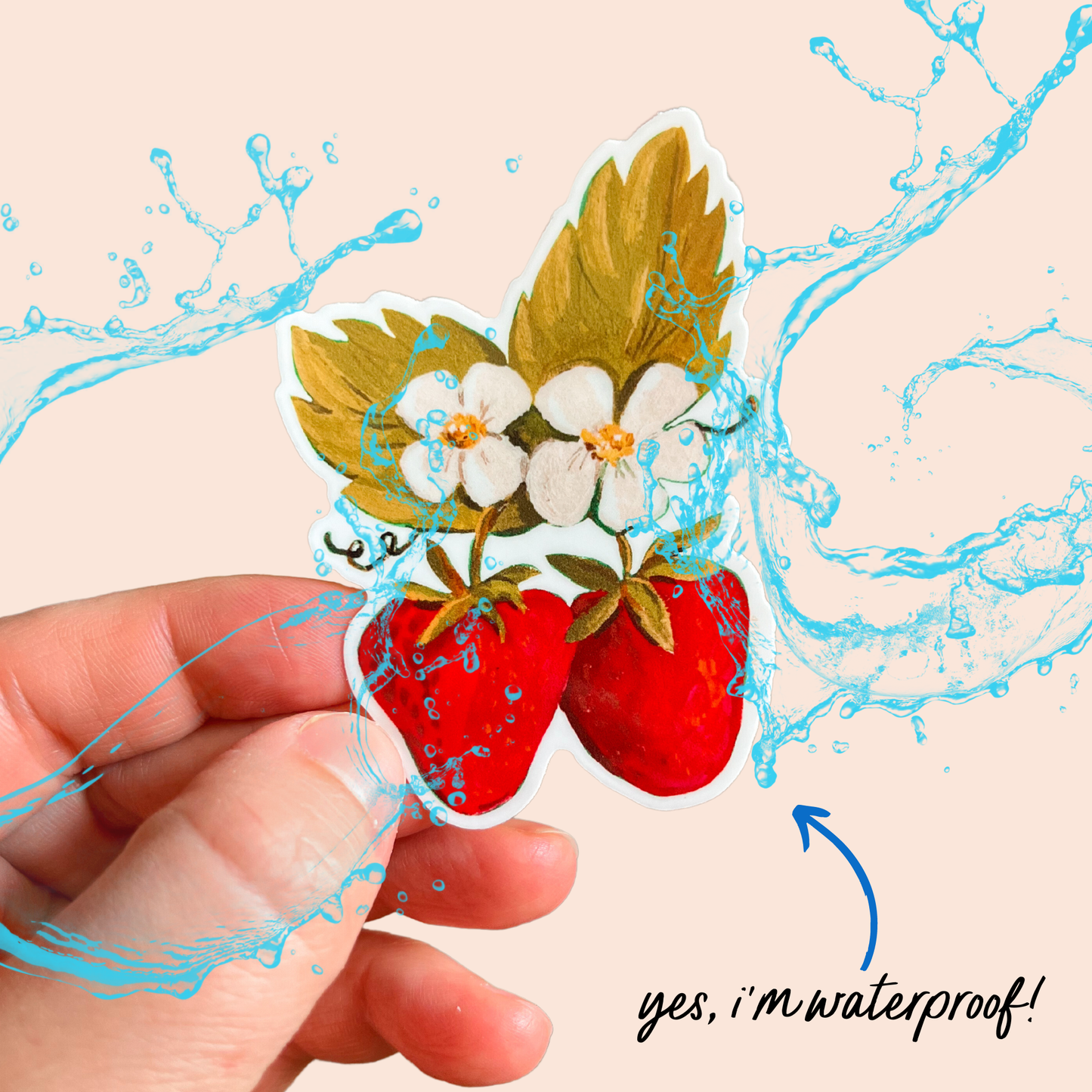 Vintage Inspired Strawberry Vinyl Stickers, Strawberries